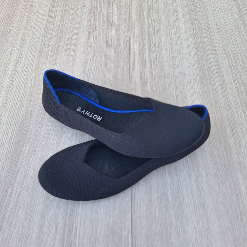 Rothys The Flat Birdseye Round Toe Shoes Black